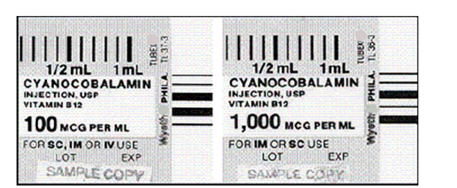 Order: vitamin B<sub>12</sub> 500 mcg, IM, 2 times per week Drugs available:    a. Which cyanocobalamin cartridge would you use? b. How many milliliters of cyanocobalamin would you give?