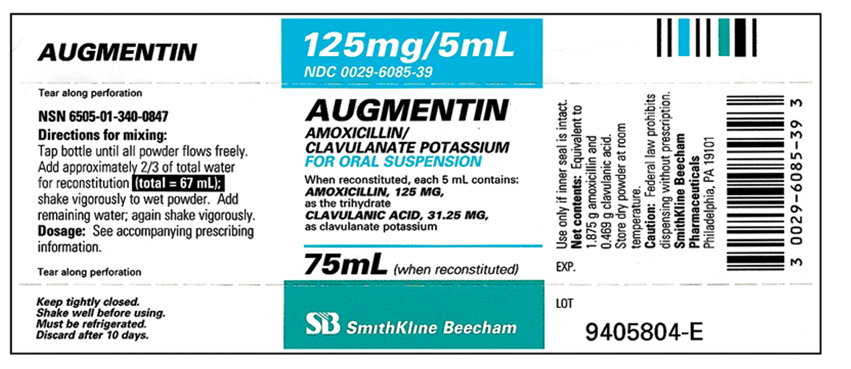 Order: amoxicillin/clavulanate (Augmentin) 0.25 g, PO, q8h Drug available:   How many milliliters of Augmentin would you give per dose?