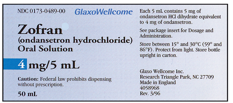 Order: ondansetron (Zofran 5 mg, PO, 30 minutes before narcotic administration round answer to the whole number. Drug available:   How many milliliters would you give before narcotic administration?