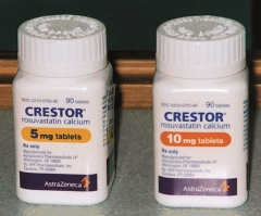 Order: Crestor 10 mg, PO, daily with evening meal Drugs available:    a. Which Crestor bottle would you select? b. How many tablets would you give?