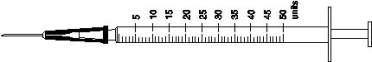 Directions: Mark the syringe with the amount of insulin ordered. -Ordered: 44 units  <div style=padding-top: 35px> 