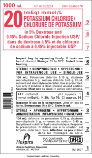<strong>What IV solution is shown here? </strong> A) D<sub>5</sub>NS B) NS C) D5 0.45% NS D) D5 0.45% NS with 20 mmol KCl