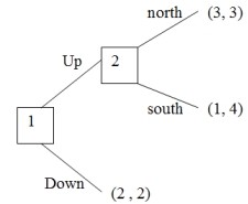 Answer the questions about the following game Game 3:    -What is the subgame perfect equilibrium in Game 3? Please answer in the form (Player 1's strategy; Player 2's strategy).