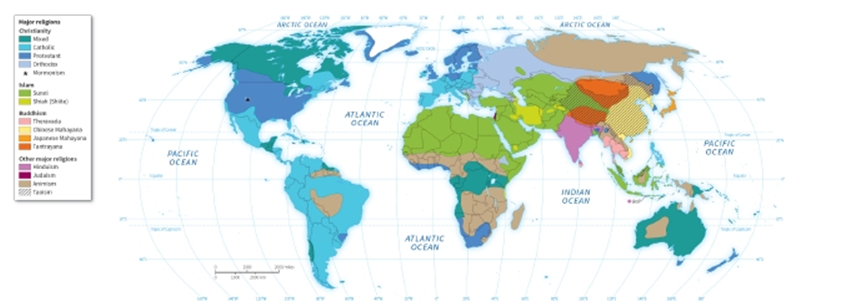 <strong>  -According to the maps, Shiah Islam is centered in:</strong> A) East Africa B) Brazil C) Egypt D) Iran <div style=padding-top: 35px> 