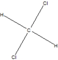 Which is the name of the following compound, shown as its Lewis structure?   A) Chloromethane B) Dichloromethane C) Chloroethane D) Dichloroethane