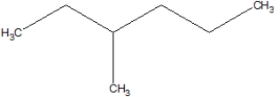 What is the name of the following?   A) 2-ethylpentane B) 3-methylhexane C) 2-propylbutane D) 2-methyhexane