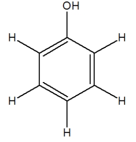 The following molecule, phenol, is used in some medicines. How many carbon atoms in it have a tetrahedral geometry?   A) 0 B) 1 C) 2 D) 3