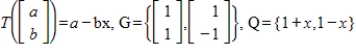 Find the matrix A of the linear transformation   with respect to bases G and Q, respectively.   