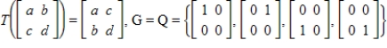 Find the matrix A of the linear transformation   with respect to bases G and Q, respectively.   