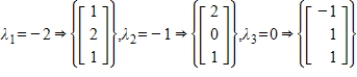 The coefficient matrix for a system of linear differential equations of the form   has the given eigenvalues and eigenspace bases. Find the general solution for the system.   