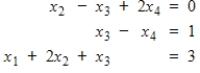 Reorder the equations to put the following system of three equations with four unknowns in echelon form: 