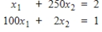Solve the given system using Gaussian elimination with three significant digits of accuracy. Then solve the system again, incorporating partial pivoting.