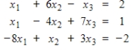 Compute the first four Jacobi iterations for the system as written, with the initial value of each variable set equal to . Then rewrite the system so that it is diagonally dominant, set the value of each variable to 0, and again compute four Jacobi iterations. Finally, find the exact solution and compare.