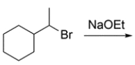 What are the two products that form during an E2 reaction on (1-bromoethyl) -cyclohexane?     A)  compound A B)  compound B C)  compound C D)  compound D