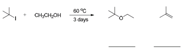 Write the mechanism of the reaction (that is, S<sub>N</sub>2, S<sub>N</sub>1, E2, E1) that is required to form each product in the reaction:   