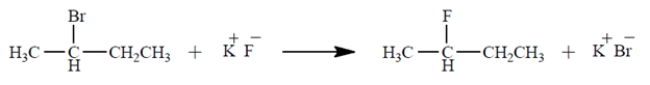 Under what conditions would the reaction be most likely to proceed to the product shown at a reasonable rate? (Select one.)    A)  in a hydrocarbon solvent such as hexane B)  in ethanol solvent C)  in an ethanol solvent containing some water D)  in very dry dimethyl sulfoxide (DMSO, a polar aprotic solvent)  containing a K<sup>+</sup>-bonding crown ether E)  in dimethyl sulfoxide containing a trace of water and a K<sup>+</sup>-bonding crown etherf.  in water containing enough acetone to dissolve the alkyl halide, plus a K<sup>+</sup>-bonding crown ether