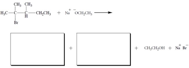 Write the two possible <font face= symbol ></font>-elimination products formed in the reaction:   