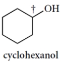Draw the two chair conformations of cyclohexanol and circle the more stable conformation of the two. You only need to show the carbon-hydrogen bond at the carbon bearing the OH group (†). Bonds must be properly positioned for credit.   