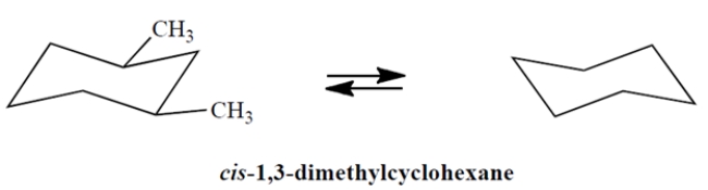 On the template, complete the other chair conformation of cis-1,3-dimethylcyclohexane and circle the more stable conformation.   