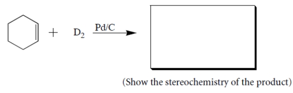 Complete the reaction by giving the structures of the missing organic products. (Ignore by-products.) (Note that D = deuterium, an isotope of hydrogen, that reacts like hydrogen.)   