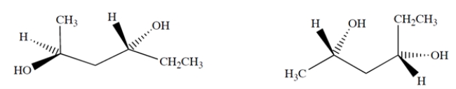 Examines these two molecules:   The molecules are ___________. A)  identical B)  enantiomers C)  diastereomers