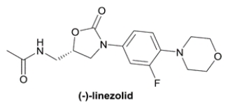 Linezolid is an antibiotic used against gram-positive bacteria, including methicillin-resistant Staphylococcus aureus (MRSA). It is sold by Pfizer under the trade name Zyvox® as a single enantiomer.    a. Mark the asymmetric center with an asterisk (*) in the structure of (−)-linezolid. The Cahn-Ingold-Prelog configuration of the asymmetric center in (−)-linezolid is ___________. b. Assuming that linezolid is synthesized as a racemic mixture, name a method that chemists at Pfizer might be able to utilize to isolate the two enantiomers from racemic linezolid.