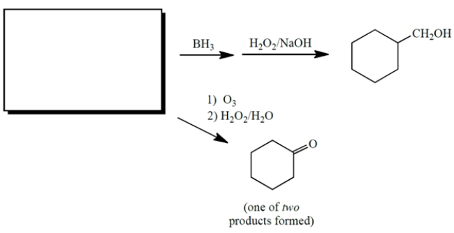 Complete the reactions by giving the missing starting material, which is the same for both reactions.   