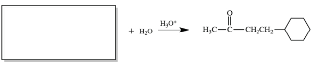 Complete the reaction by providing a starting material with formula C<sub>10</sub>H<sub>16</sub> that can give only the product shown at the right.   