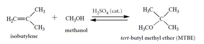 Consider this reaction. Draw a curved-arrow mechanism for the reaction. Notice that concentrated acid is present as a catalyst. (You can abbreviate the catalyst as H-A in your mechanism.) This mechanism should be a series of acid-base steps.   