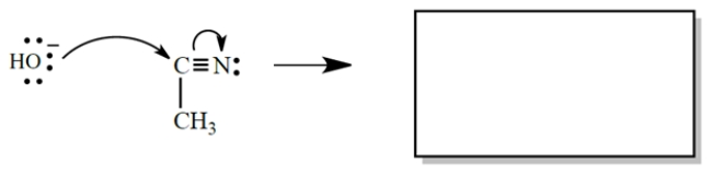 Give the products of the electron-pair displacement reaction. (Don't forget unshared pairs and formal charges.) Then circle the nucleophile.   