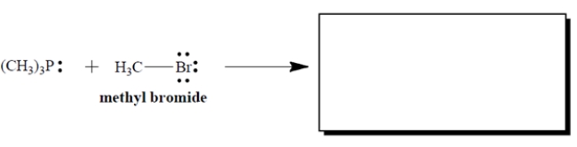 Complete the electron-pair displacement reaction by showing the curved arrows and the structure(s) of the product(s), including all charges and unshared valence electron pairs. Assume that phosphorus is the nucleophilic atom.   