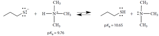 Consider the acid-base equilibrium:    a. What is the equilibrium constant K<sub>eq</sub> for this reaction? b. In the above equation, circle the strongest base. c. On the left side of the equation, draw the curved arrows that show the formation of the products on the right.