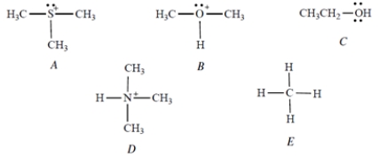 Select the strongest acid.   A)  Compound A B)  Compound B C)  Compound C D)  Compound D E)  Compound E