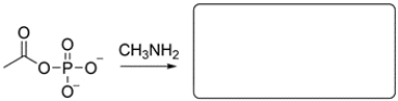 An acyl phosphate is an example of a mixed anhydride of a phosphoric and carboxylic acid. Draw the expected products of the acyl phosphate reacting with CH<sub>3</sub>NH<sub>2</sub>.   