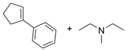 An unknown compound with the molecular formula C<sub>15</sub>H<sub>23</sub>N is treated with excess CH<sub>3</sub>I and heat, followed by Ag<sub>2</sub>O to give these two products. Deduce the structure of the unknown compound.   