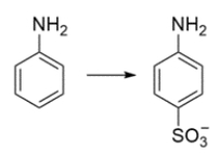 Outline a synthesis for the preparation of 4-aminobenzenesulfonate from aniline.   