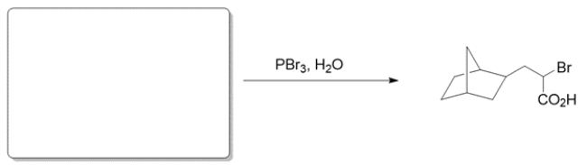 Deduce the structure of the starting material given the product and conditions.   