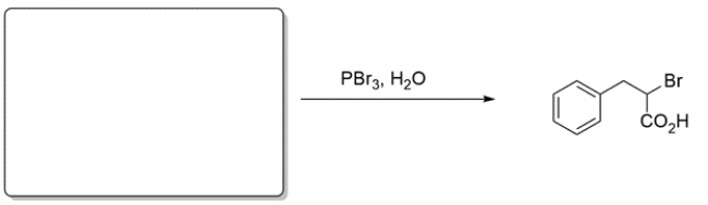 Deduce the structure of the starting material given the product and conditions.   