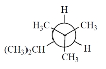 Which one of the Newman projections is correct for the projected bond indicated by the arrow in 2,2,4-trimethylpentane? ​   ​ A)      B)      C)     