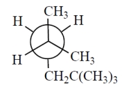 Which one of the Newman projections is correct for the projected bond indicated by the arrow in 2,2,4-trimethylpentane? ​   ​ A)      B)      C)     