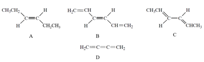 Which compound has UV absorption at the greatest wavelength?   A)  compound A B)  compound B C)  compound C D)  compound D