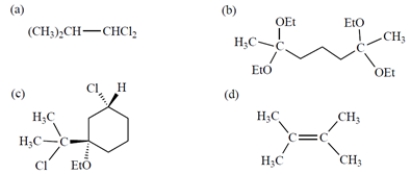 Which compound contains two three-proton singlets in its NMR spectrum?   A)  compound a B)  compound b C)  compound c D)  compound d