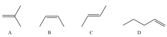 Which compound has an absorption at 700 cm<sup>-1</sup>?   A)  compound A B)  compound B C)  compound C D)  compound D
