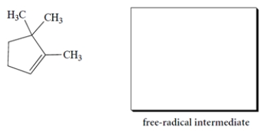 Give the structure of the organic free-radical intermediate formed in the propagation steps in the reaction of the alkene with HBr in the presence of peroxides.   