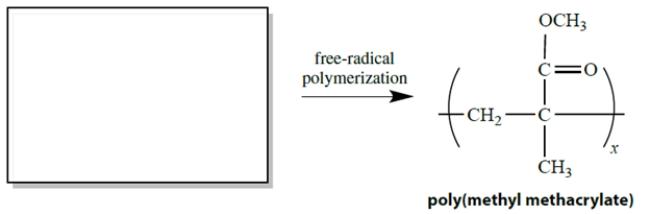 Consider this addition polymer, called poly(methyl methacrylate). What is the structure of the monomer from which this polymer is formed by free-radical alkene polymerization?   