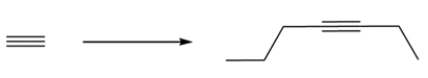Outline a synthesis for the alkyne using acetylene and any reagents three carbons or less.   
