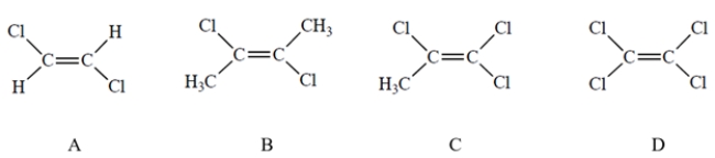 Which compound has the largest dipole moment?   A)  Compound A B)  Compound B C)  Compound C D)  Compound D