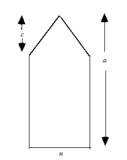  Find the area of the figure below. (Angles that look like right angles are right angles) .   A)    n a+\frac{1}{2}(\mathrm{nc})    square units B)    n (c-a) +\frac{1}{2}(\mathrm{nc})    square units C)    n (c+a) +\frac{1}{2}(\mathrm{nc})    square units D)   n (a-c) +\frac{1}{2}(\mathrm{nc})    square units E)  None of the answers is correct. 