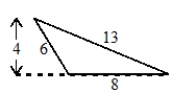 What is the area of the triangle below in square centimeters? The given measurements are in centimeters.   A)  32 B)  31 C)  24 D)  16 E)  None of the answers is correct.