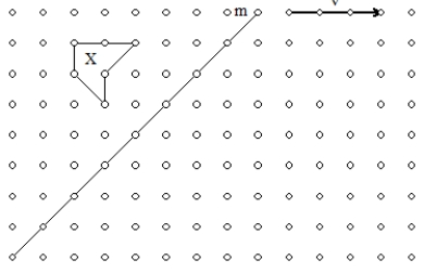 A) Give the final image of X for (translation, vector v)° (reflection in line m).    B) Name the single rigid motion equal to the composition in part A. You do not have to give all the important information, just the type of motion. (translation, vector v)° (reflection in line m) is a _____.